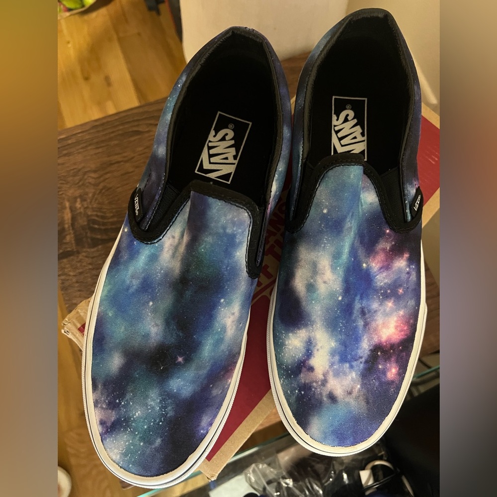 Vans Slip On Galaxy Blue & White Sneakers